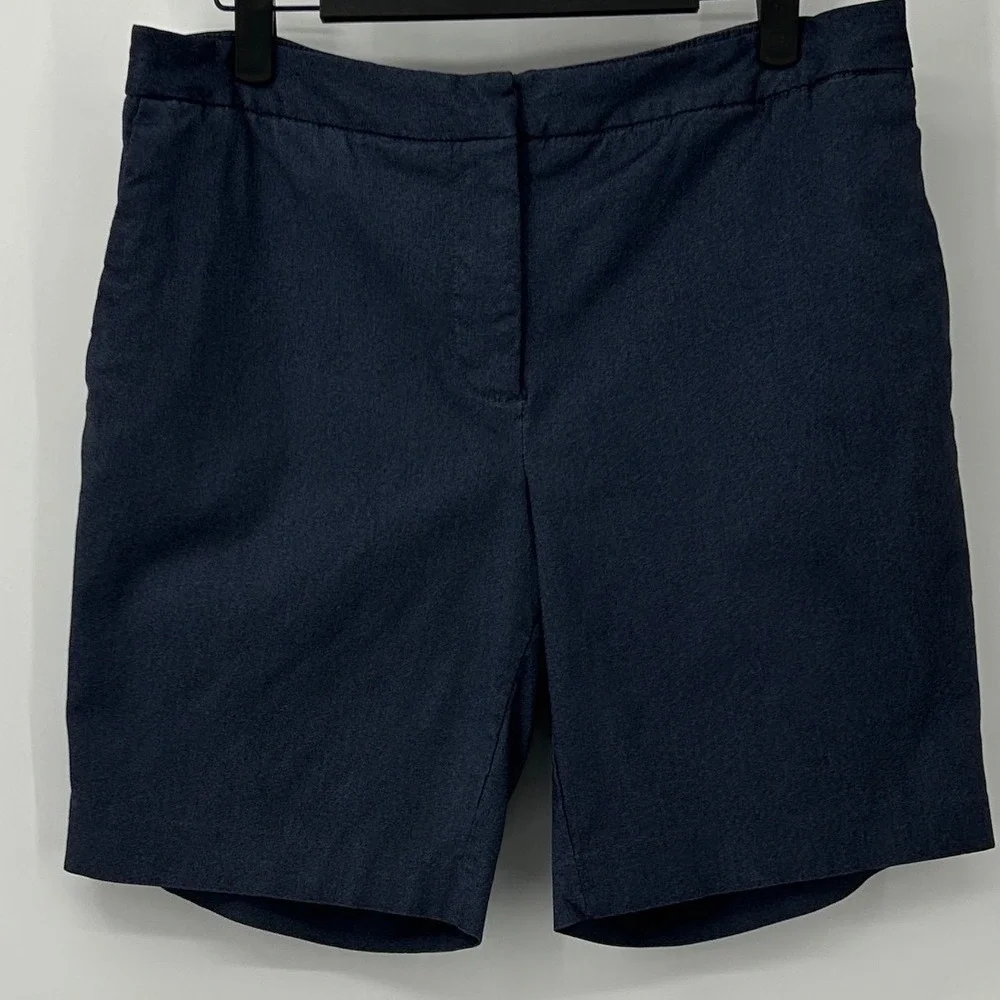 Mario Serrani Italy Womens Navy Blue Stretch Tailored Shorts Size 8 Career Wear